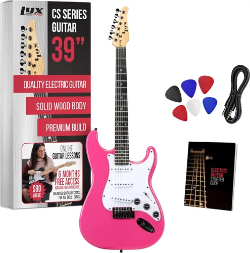 Miniatura 6 de LyxPro CS 39" - Kit de guitarra eléctrica para principiantes, intermedios y profesionales con guitarra, cable de amplificador, 6 púas y guía