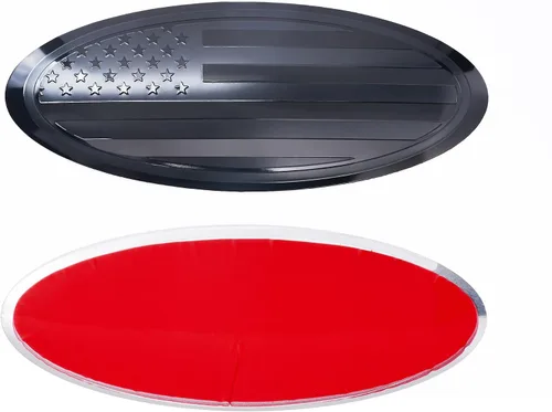 7.75 pulgadas Emblema de Superposición de Puerta Trasera de Aluminio, Emblema Ovalado de Bandera Negra de América Compatible con Ford Expedition,