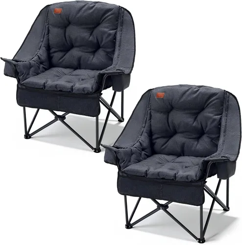 Miniatura 11 de EVER ADVANCED Silla de camping XL con cojín desmontable, silla de malla para adultos, plegable, de gran tamaño, resistente, con bolsillo de malla