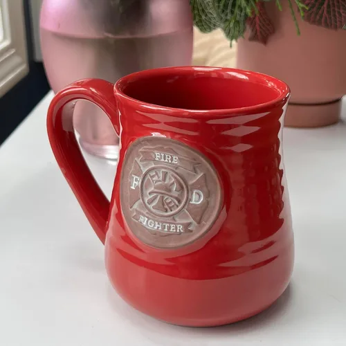 Miniatura 2 de Abbey Gift - Taza de cerámica para bomberos, color rojo y marrón, 4.8 pulgadas