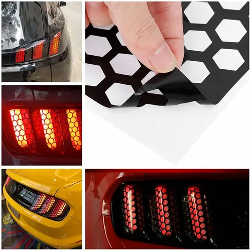 Miniatura 6 de MACHSWON Adhesivo de fibra de carbono/negro brillante para automóvil, 18.9 x 11.8 pulgadas, etiqueta de luz de PVC para la parte trasera del coche