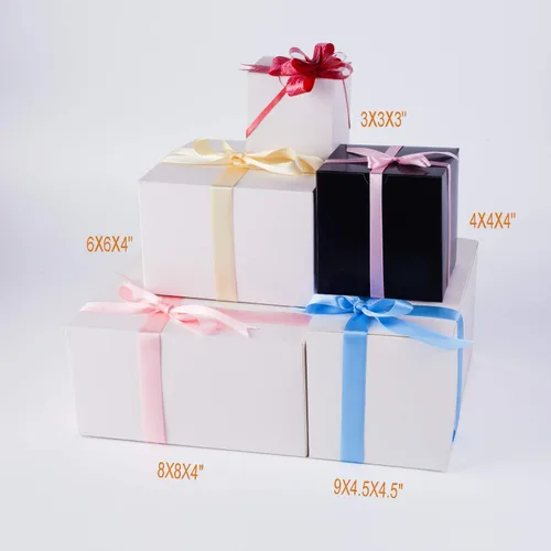 Miniatura 5 de GEFTOL Caja de regalo, paquete de 10 cajas plegables de 8 x 8 x 4 pulgadas, caja de regalo de papel para damas de honor, para novia, fiesta de Blanco