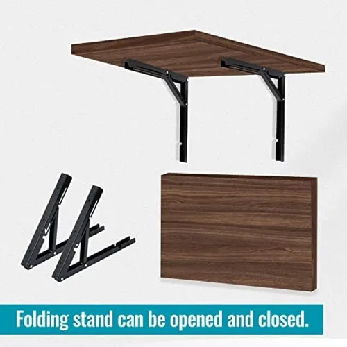 Miniatura 5 de Soportes plegables para estantes de 24 pulgadas, soporte de estante plegable de metal resistente para mesa de banco, bisagra de estante montado
