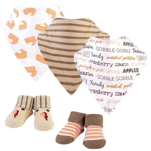 Miniatura 14 de Hudson Baby Conjunto de babero y calcetines unisex de algodón para bebé, Tamaño único Chica Calabaza