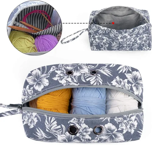 Miniatura 2 de Luxja Bolsa de almacenamiento de hilo pequeña, bolsa de punto portátil para madejas de hilo, ganchos de ganchillo, agujas de tejer