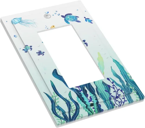 Miniatura 3 de Tortugas Marinas de Pared Océano Hierba Medusas Peces Algas Marinas Burbujas Placa de Pared Individual Rocker/Decora 1 Gang Cubierta de Interruptor
