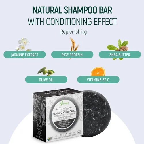 Miniatura 3 de Barra de champú de agua de proteína de arroz sólido con jabón para el cabello con efecto acondicionador - Barras de champú para cabello con todos