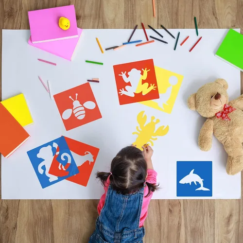 Miniatura 7 de 24 plantillas para niños de 3 a 5 años, coloridos animales grandes para dibujar en la pared, decoración del hogar, 8 x 8 pulgadas (estilo clásico)