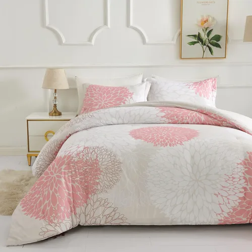 Miniatura 3 de Koniroom Juego de Edredón Twin - Juego de Edredón Floral Reversible Tamaño Twin, 2 Piezas Bonito Juego de Cama Twin de Flores y Plantas para Todas
