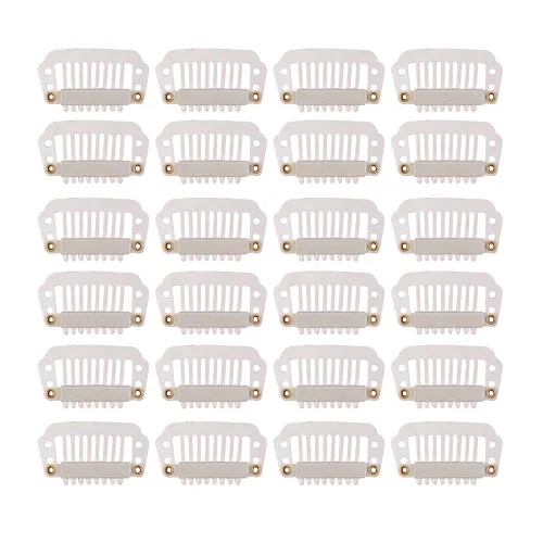 Miniatura 13 de YANTAISIYU 24 unids/lote 1.260 in 9-dientes Metal peluca clips con tapón de goma, peluca invisible accesorios clips (negro)