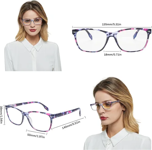 Miniatura 2 de Anteojos de lectura progresivos multienfoque para mujer, estampado de patrón de bloque de luz azul, elegantes lectores de computadora para mujer