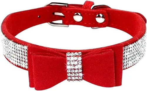 Miniatura 32 de Collares Pequeños para Perros Femeninos, Lindo Cristal de Rinstone con Pajarita de Diamante de Brillo para Cachorros para XXS XS Perros Pequeños