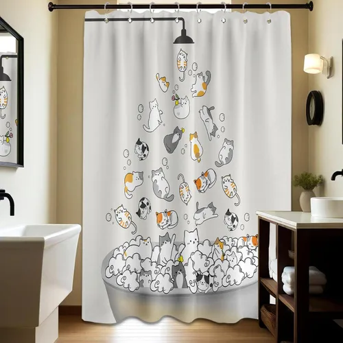 Miniatura 46 de Cortina de ducha floral para primavera y verano, flores silvestres, flores y mariposas, decoración de baño, tela impermeable con ganchos, 70