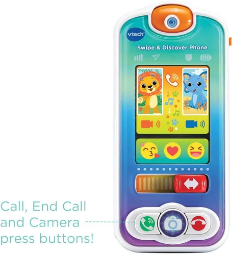 Miniatura 2 de VTech Desliza y descubre el teléfono, teléfono de juego para bebés niñas y niños, juguete interactivo con luces y sonidos, juguetes de teléfono