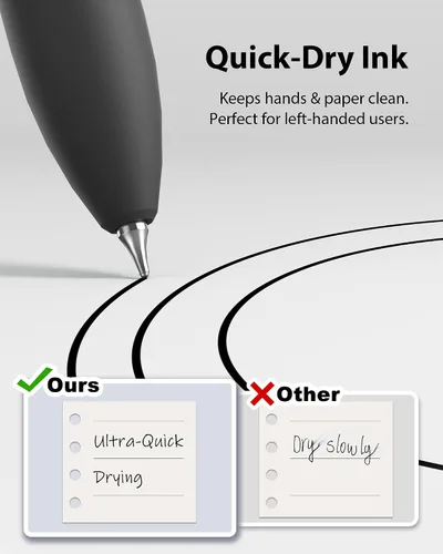 Miniatura 5 de Hiacry 8 bolígrafos de gel de punta fina de 0.028 pulgadas, tinta negra, escritura suave, secado rápido, larga duración, suministros escolares