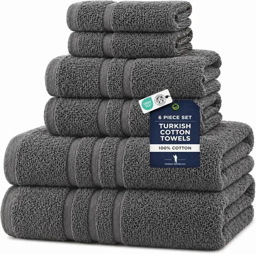 Miniatura 11 de Veteran Textile LLC - 6 piezas - Algodón turco - Juego de toallas de lujo para baño y cocina, 2 toallas de baño, 2 toallas de mano y 2 paños de baño