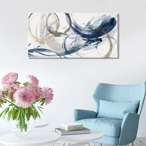 Miniatura 4 de Sxurmtiie Lienzo decorativo para pared, arte abstracto, fantasía azul, grafiti colorido sobre fondo blanco, 32 x 48 pulgadas, arte moderno