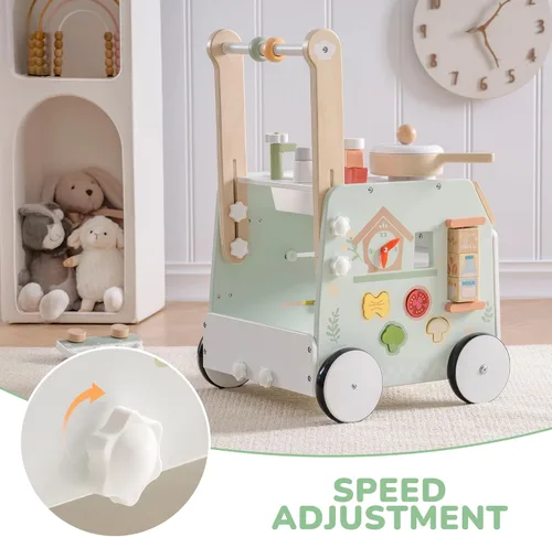 Miniatura 5 de ROBOTIME Juguete de empuje para bebé, altura y velocidad ajustables, evita las patas de arco, centro de actividades de jardín de primavera