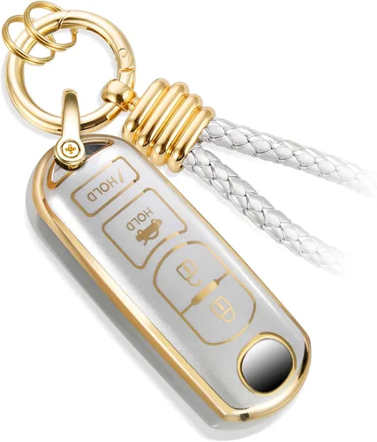 Miniatura 9 de Funda para Llavero Mercedes con Llavero de Cuerda Trenzada de Metal, Funda de Llave Suave Mejorada para Carcasa de Llavero Remoto Inteligente Sin