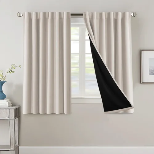 Miniatura 129 de H.VERSAILTEX Cortinas 100% opacas para dormitorio con forro negro, cortinas de oscurecimiento de habitación completa, con aislamiento térmico