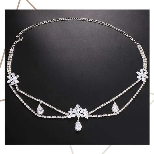 Miniatura 3 de NAISKA Cadena de cabeza dorada bohemia en capas turquesa con borlas, joyería para el cabello, festival, fiesta de graduación para mujeres y niñas