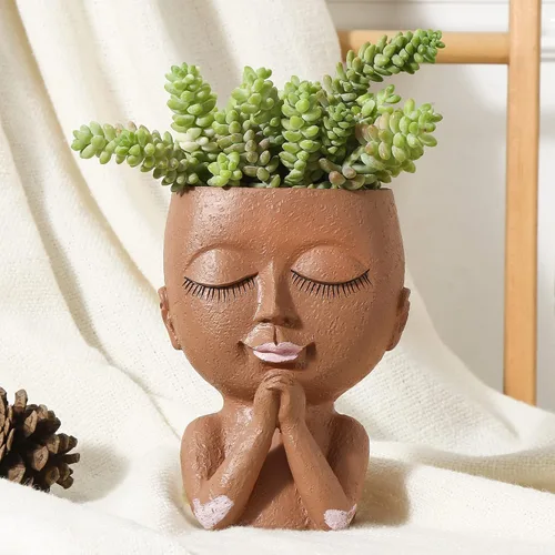 Miniatura 3 de Macetas de cara para suculentas, maceta de cabeza linda, para plantas de interior y exterior