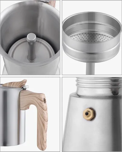 Miniatura 7 de Sivaphe Cafetera Espresso para Estufa de Acero Inoxidable 3.5 oz, 1-2 Tazas Cafetera Inducción Olla Moka, Olla Moka de 100ml Campaing, Olla Moka 2