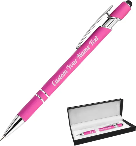 Bolígrafo personalizado, 1 unidad, bolígrafo personalizado con logotipo de mensaje de nombre comercial grabado, lápiz digital de tinta negra suave