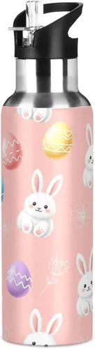 Miniatura 8 de Cute White Bunnies Stainless Steel Vacuum Insulated Water Bottle 32 Oz Leakproof Water Bottles, BPA-Free Sports Water Bottle with Straw