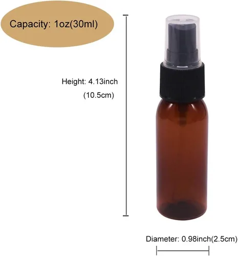 Miniatura 3 de Paquete de 24 botellas de plástico ámbar para aceite esencial, perfume, aromaterapia, alcohol, botellas de viaje con pulverizador de niebla fina