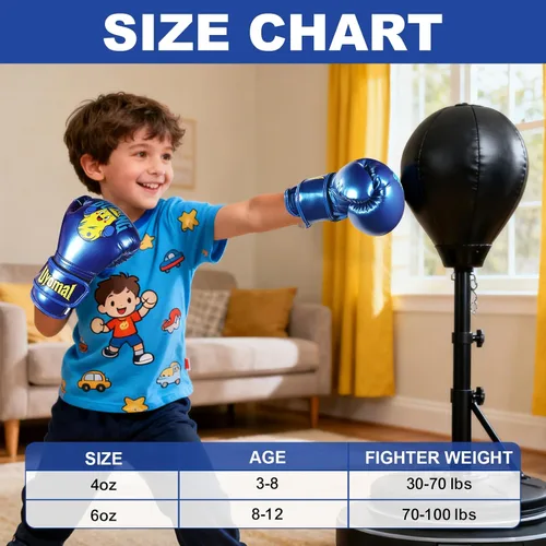 Miniatura 6 de Juego de guantes de boxeo para niños y niñas de 3-5-8-12 años, guantes de entrenamiento y entrenamiento juvenil para saco de boxeo, kickboxing, MMA