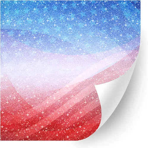 HTV4U Vinilo de transferencia de calor con estampado de temática estadounidense con purpurina (horizonte abstracto de la bandera de Estados Unidos,