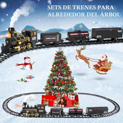 Miniatura 6 de Tren para Árbol de Navidad – Juegos de Tren de Navidad para Debajo del Árbol, Juguete de Tren Eléctrico con Vapor, Luz y Sonido, Ideal para Niños