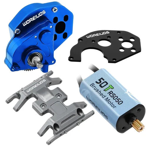 Miniatura 13 de Motor RC 050 50T Motor cepillado con caja de cambios de transmisión de aleación de aluminio para Axial SCX24 AXI00002 AXI00001 AXI90081 AXI00006 Azul