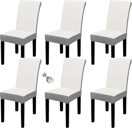 Miniatura 45 de Easy-Going - Juego de 2 fundas para sillas de comedor 100% impermeables, de tela Jacquard elástica, fundas protectoras removibles y lavables
