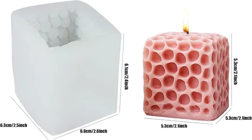 Miniatura 2 de Moldes de vela en forma de cubo, moldes de velas 3D para hacer velas, molde de vela de silicona de panal para adornos de jabón caseros, velas