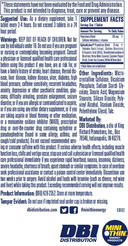 Miniatura 6 de Mini Thin Pastillas de cafeína de acción bidireccional: energía de alta velocidad y resistencia mejorada* - 205 mg de cafeína; 25 mg de efedrizina