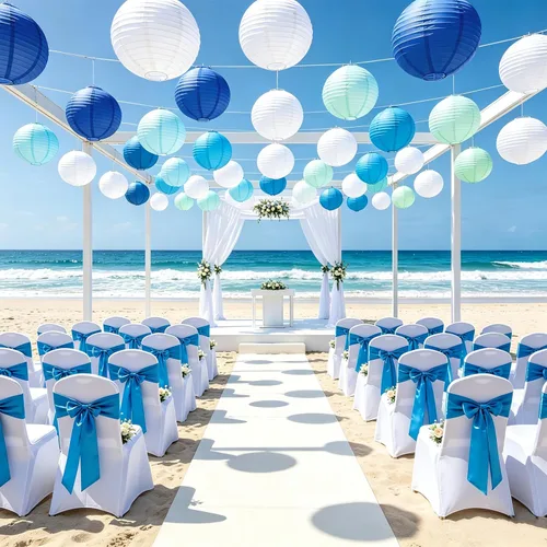 Miniatura 5 de 12 linternas de papel azules, faroles de papel de 10 pulgadas, decoraciones de fiesta azules para bodas, verano, cumpleaños, hogar, temática