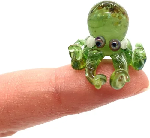 Miniatura 12 de Pulpo diminutas micro figuras sopladas a mano de vidrio de color arte animales coleccionables regalo decoración del hogar (negro)