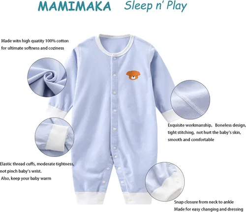 Miniatura 3 de Ropa para bebé niño y niña, paquete de 3 unidades, manga larga, 100% algodón, trajes de 3 a 24 meses