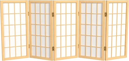 Miniatura 17 de Biombo portátil simple de 2 pies Biombo diseño Shoji, clásico diseño japonés 4 anchuras, 6 colores, Madera, Honey Miel