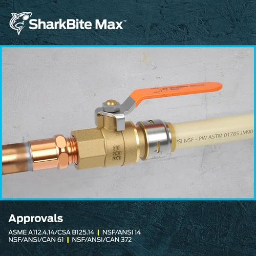 Miniatura 6 de SharkBite Válvula de bola máxima de 3/4 x 3/4 pulgadas con conector FNPT, empuje para conectar accesorios de plomería de latón, tubo PEX, cobre