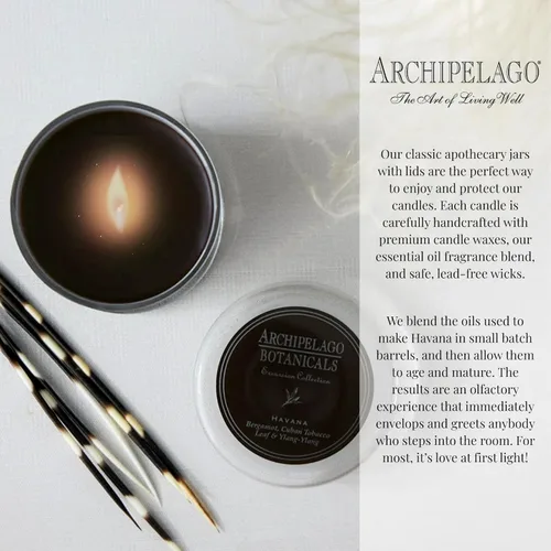 Miniatura 5 de Archipelago Botanicals Vela en Frasco de Vidrio Havana, Aroma de Bergamota, Flor de Tabaco y Ylang Ylang, Mechas de Vela Sin Plomo, Arde