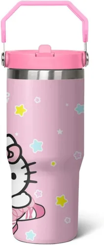 Miniatura 10 de Vaso para Adultos Botella de Agua Tazas de Doble Pared para Niños 20 oz Rosa Taza de Café Cosas de Gato Vaso Aislado Regalos para Niñas Mujeres