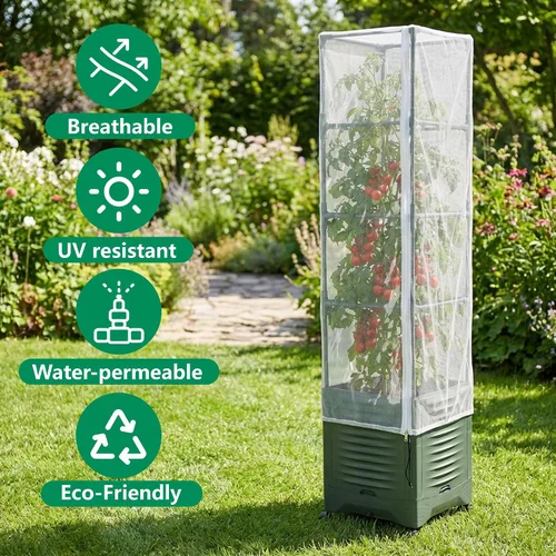 Miniatura 3 de 2 piezas de red para pájaros de jardín para jaula cuadrada de tomate, 59 x 17.7 pulgadas, barrera de insectos y pájaros, red de jaula de tomate
