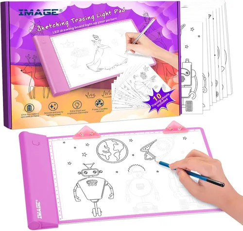 Miniatura 7 de IMAGE Almohadilla de trazado iluminada, tableta de dibujo azul, tablero para colorear para niños y niñas, regalo para niños y niñas