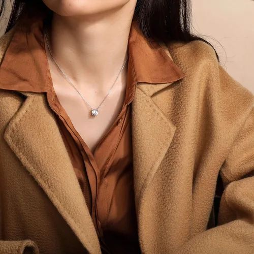 Miniatura 4 de S.Leaf - Collar con colgante de plata de ley con circonia cúbica y solitario, para mujer