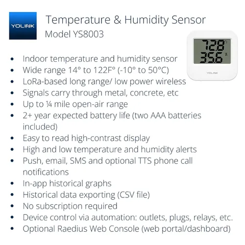 Miniatura 2 de Sensor de temperatura inalámbrico inteligente y sensor de humedad de amplio rango (-22 a 158 grados) para monitoreo de refrigerador, monitoreo