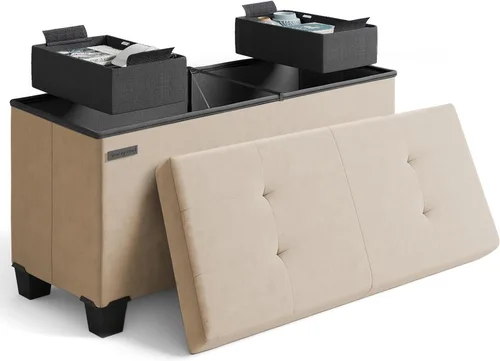 Miniatura 58 de Cubo otomano de almacenamiento con cubo pequeño, otomana cuadrada de 15 pulgadas con almacenamiento para sala de estar y dormitorio, reposapiés