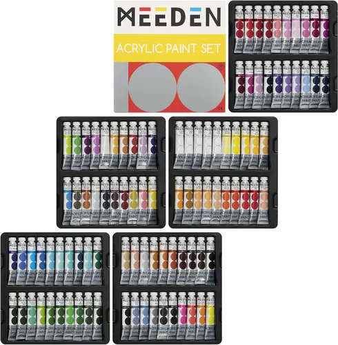 MEEDEN Juego de pintura acrílica de cuerpo pesado, tubos de pintura artística de 100 colores para pintar en lienzo, madera y tela, pinturas